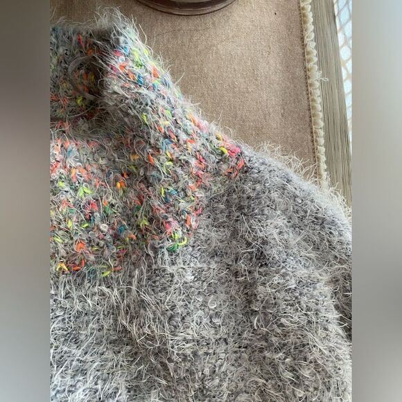 Free People Sweater Women Pullover Gray Preppy Stardust Comfy Holiday Top Sz M - Picture 7 of 12